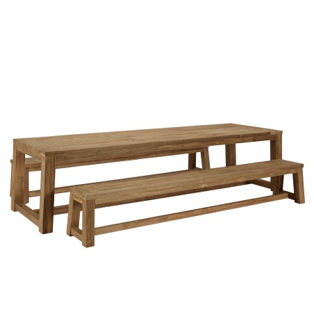 KALLY Garden Furniture Set - Recycled Teak Table & Benches