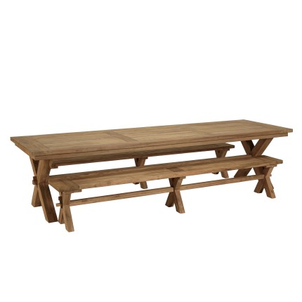 KALLY Garden Furniture Set - Recycled Teak Table & Benches