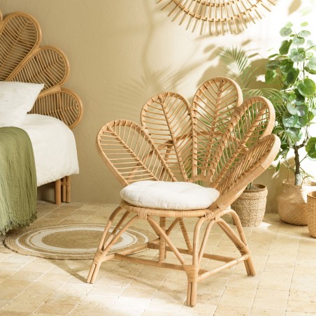 KALLY - Honey Brown Rattan Flower Armchair
