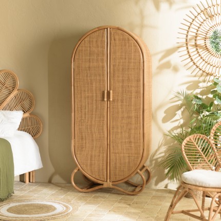 Armoire en rotin KALLY 2 portes cannage brun miel