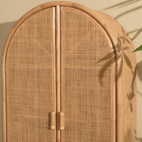 Armoire en rotin KALLY 2 portes cannage brun miel