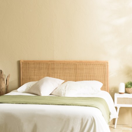 KALLY Rectangular Headboard 140/160cm 'Caning' Honey Brown Rattan