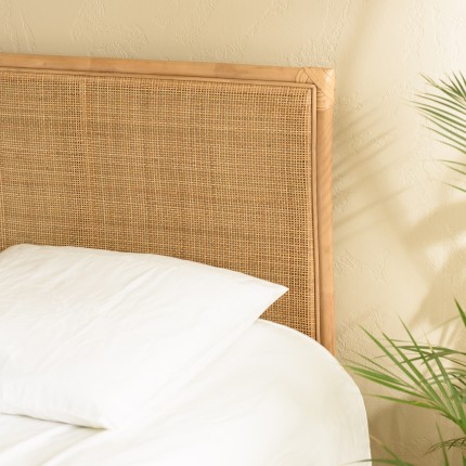 Tête de lit en rotin brun miel 160x110 cm - Style bohème chic