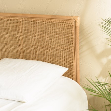 KALLY Rectangular Headboard 140/160cm 'Caning' Honey Brown Rattan