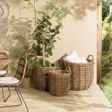 Set de 3 paniers de rangement en rotin naturel KALLY