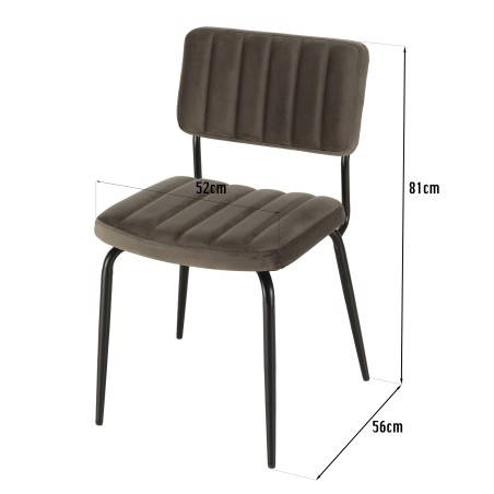 Lot 2 chaises velours gris foncé AGATHE