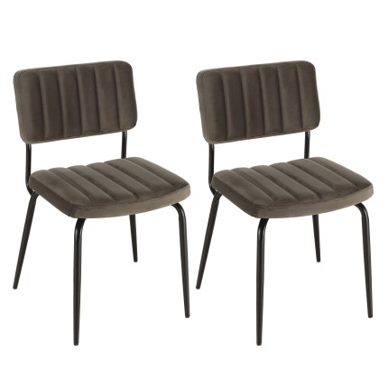 Lot 2 chaises velours gris foncé AGATHE