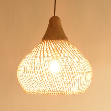 Suspension SIXTINE en rotin naturel 40x40cm