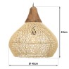 Suspension SIXTINE en rotin naturel 40x40cm