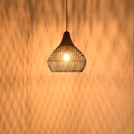 Suspension SIXTINE en rotin noir 40x40cm