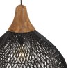 SIXTINE 'Bell' Pendant Light - Black Rattan & Teak - 68 x 68 cm