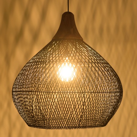 Suspension SIXTINE en rotin noir 68x68cm