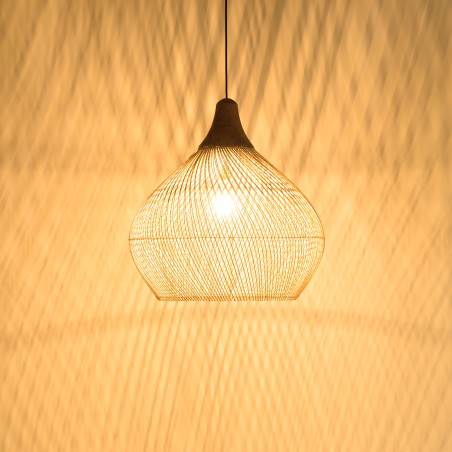 Suspension SIXTINE en rotin et teck 68x68cm