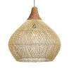 Suspension SIXTINE en rotin et teck 68x68cm