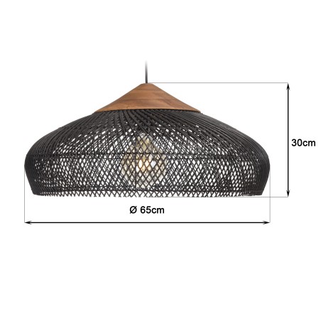 Suspension SIXTINE en rotin noir 65x65cm