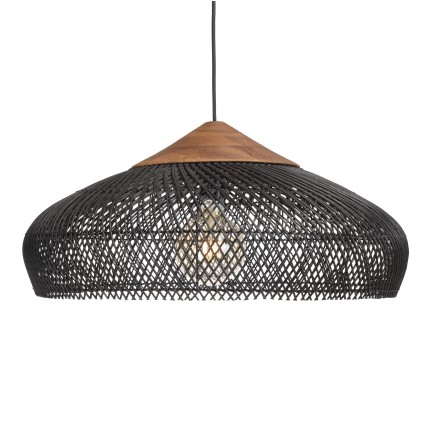 SIXTINE - Black Rattan Pendant Light 65x65cm