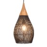 SIXTINE 'Drop' Pendant Light 25x25cm - Black Rattan & Teak
