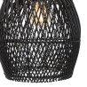 SIXTINE 'Drop' Pendant Light 25x25cm - Black Rattan & Teak