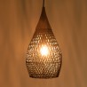 SIXTINE 'Drop' Pendant Light 25x25cm - Black Rattan & Teak