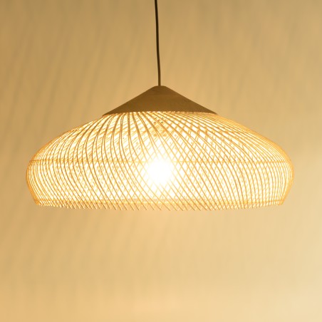 SIXTINE - 65x65cm Natural Rattan Pendant Light
