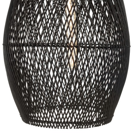 Suspension SIXTINE en rotin noir et teck 35x35cm