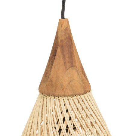 Suspension SIXTINE - Rotin naturel et teck 25x25cm