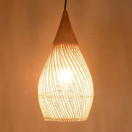 Suspension SIXTINE - Rotin naturel et teck 25x25cm