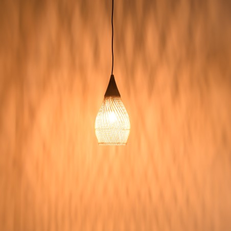 SIXTINE 25x25cm 'Drop' Pendant Light in Rattan and Teak