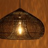 SIXTINE 'Funnel' Pendant Light 80x80cm Black Rattan/Teak - Elegant and Modern Design