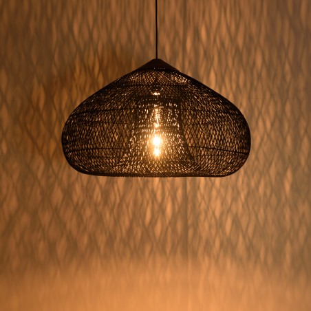 Suspension SIXTINE - 80x80cm rotin noir/teck