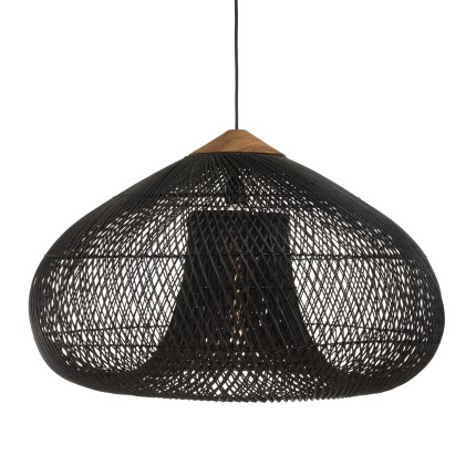 Suspension SIXTINE - 80x80cm rotin noir/teck