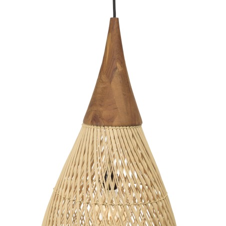 Suspension SIXTINE - Rotin naturel et teck 35x35cm