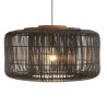 SIXTINE 'Bucket' Pendant Light | Black Rattan & Teak | 76 x 76 cm