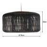Suspension SIXTINE en rotin noir et teck 76x76cm