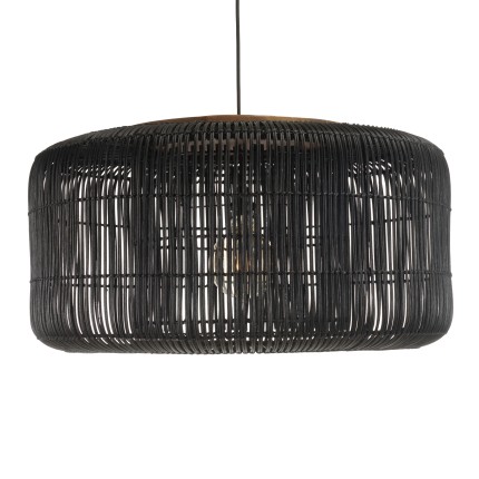 Suspension SIXTINE en rotin noir et teck 76x76cm