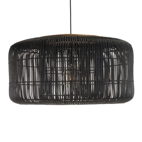 Suspension SIXTINE en rotin noir et teck 76x76cm