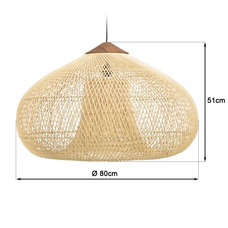 Suspension SIXTINE en rotin naturel et teck