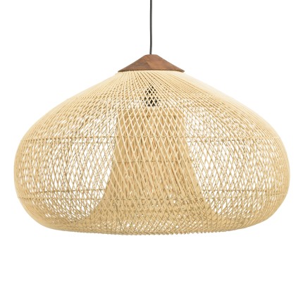 Suspension SIXTINE en rotin naturel et teck