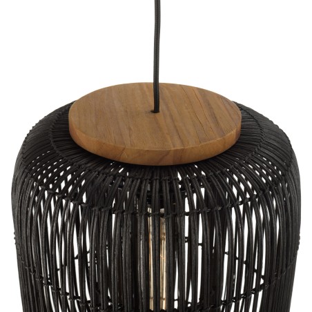 Suspension en rotin noir SIXTINE 35x35cm