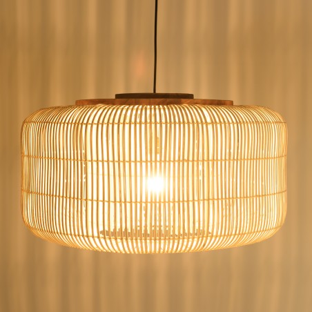 Suspension en rotin SIXTINE 76x76cm - Naturelle et teck