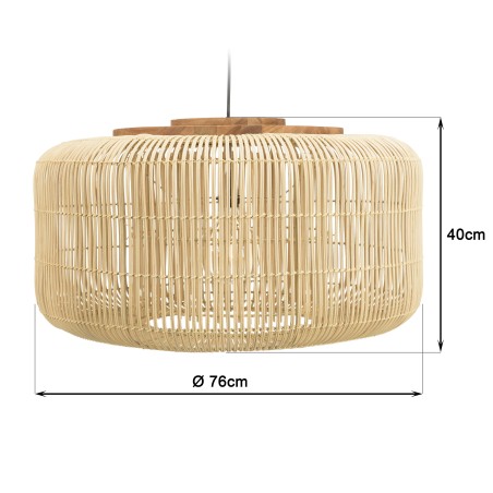 Suspension en rotin SIXTINE 76x76cm - Naturelle et teck