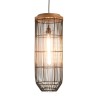 SIXTINE 'Long' Pendant Light - 25 x 25 cm - Black Rattan & Teak
