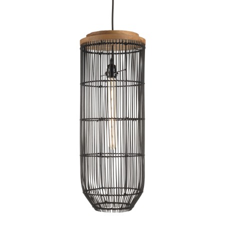 Suspension en rotin noir SIXTINE 25x25cm