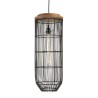 SIXTINE 'Long' Pendant Light - 25 x 25 cm - Black Rattan & Teak