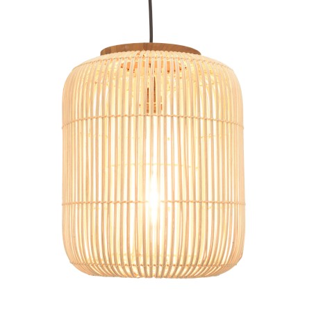 SIXTINE 'Elongated' Pendant Light - Natural Rattan & Teak - 35 x 35 cm