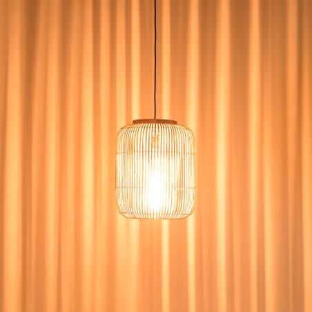 Suspension SIXTINE 35x35cm rotin naturel et teck