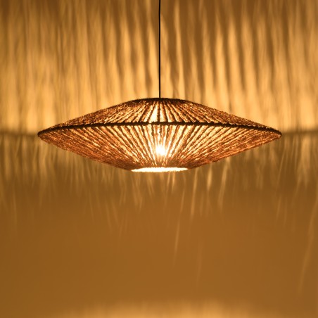 SIXTINE 'Cymbal' Pendant Light - 100x100cm Coconut Fiber/Recycled Teak