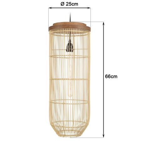 Suspension SIXTINE en rotin naturel 25x25cm