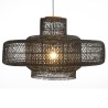 Suspension SIXTINE en rotin noir et teck 90x90cm