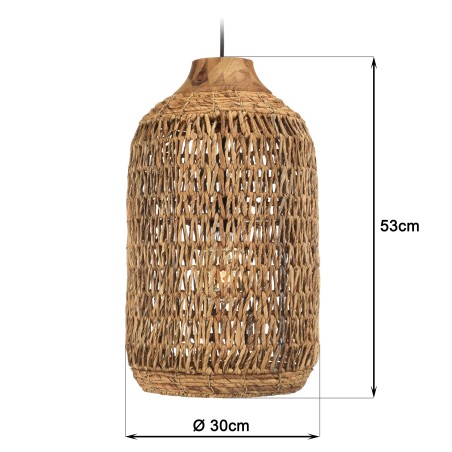 SIXTINE Pendant Light 30x30cm - Natural Abaca & Recycled Teak